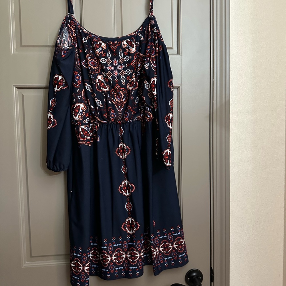 Maurices Navy and Red Cold Shoulder Dress 2x Plus Size